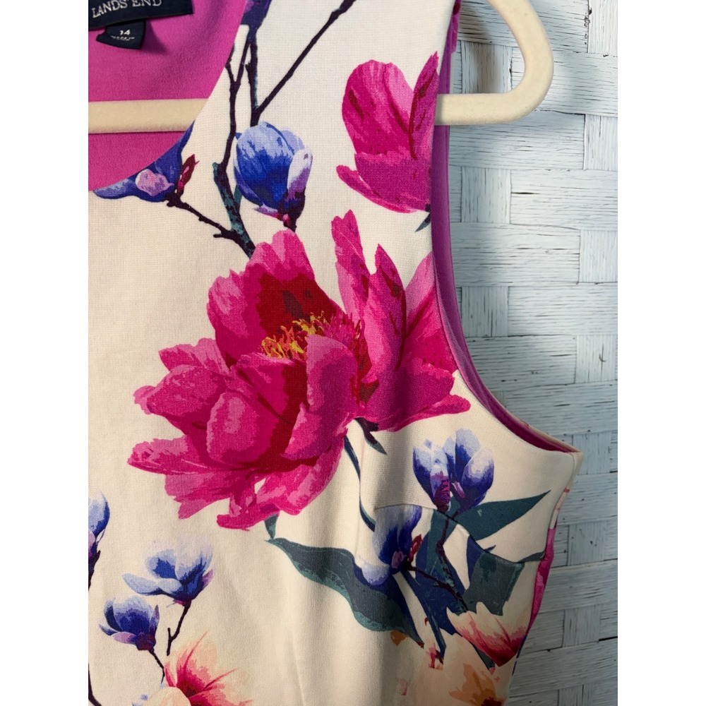 Lands'End Womens Dress Sheath Floral Ponte Sleeveless Pockets feminine spring - Picture 3 of 11